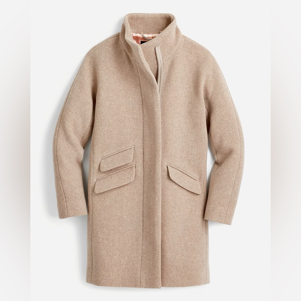 J. Crew Cocoon Coat Italian Stadium-Cloth Wool Blend Nello Gori Beige 2